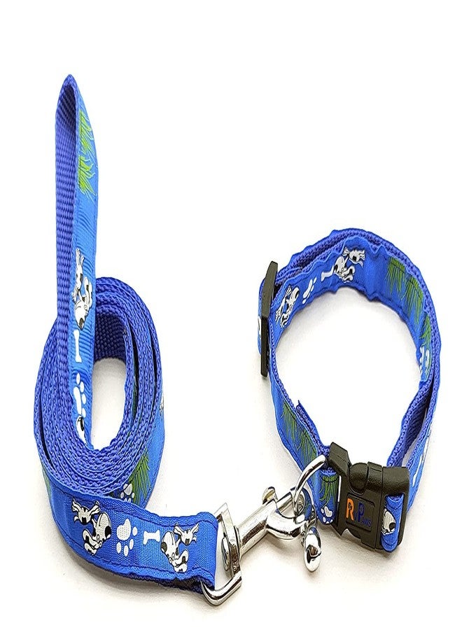 Pups&Pets Printed Nylon Collar Leash Set Adjustable 15 MM, Ideal for All Breed Small Dog & Puppies - (Blue, Pattern 05) - Image 5